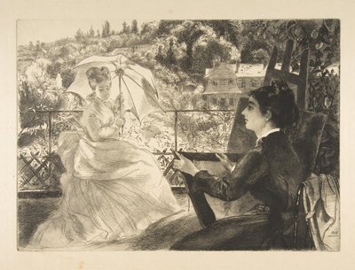 The Terrace of Villa Brancas, 1876. af Felix Bracquemond