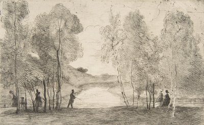 Bois de Boulogne-søen, omkring 1858. af Felix Bracquemond
