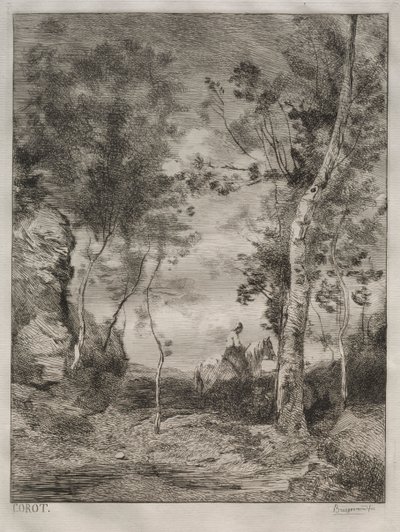 Landskab, eller Den Hvide Hest, efter Corot af Felix Bracquemond