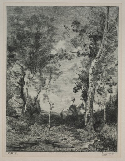 Landskab, eller Den Hvide Hest, efter Corot af Felix Bracquemond