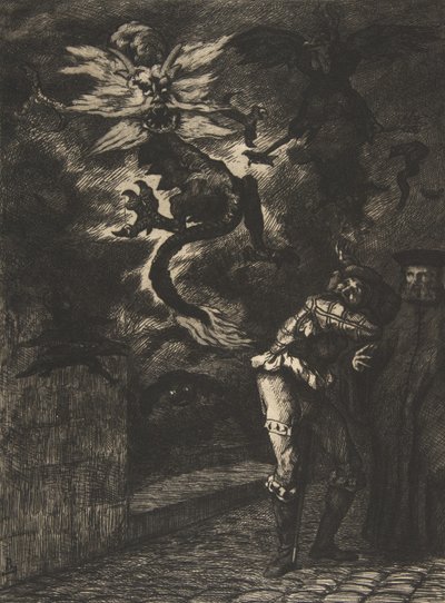 Panurge forlader Raminagrobis, 1854-55. af Felix Bracquemond