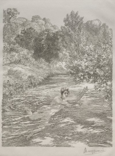 Bademanden, ca. 1860-70. af Felix Bracquemond