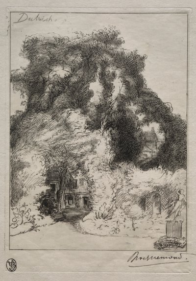 The Garden of the Inn at Dulwich, ca. 1870. af Felix Bracquemond
