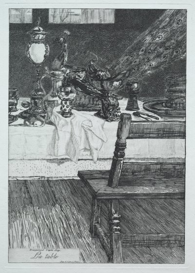 Tabellen, efter H. Leys, 1868. af Felix Bracquemond