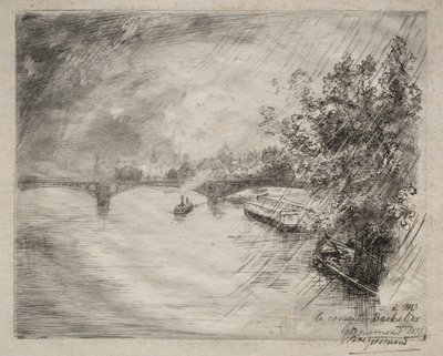 Udsigt over broen i Saint-Pères, 1877. af Felix Bracquemond