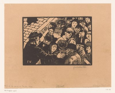 Politiet stopper en menneskemængde La foule i Paris af Felix Edouard Vallotton