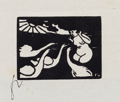 Badende med svaner, X fra "Les Petites Baigneuses", 1893 af Felix Edouard Vallotton
