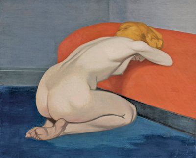 ""Nøgen kvinde knæler foran en rød sofa"" Nøgen kvinde knæler foran en rød sofa af Vallotton, Felix Edouard (1865-1925) af Felix Edouard Vallotton
