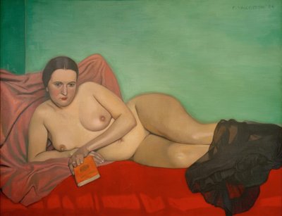 Nøgen kvinde holder en bog af Felix Edouard Vallotton