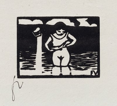 Pige fjerner sin skjorte, VI fra "Les Petites Baigneuses", 1893 af Felix Edouard Vallotton