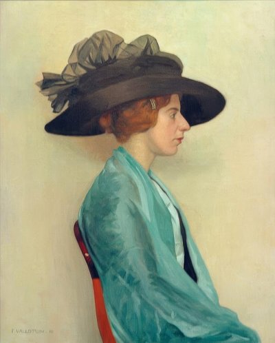 Ung kvinde i sort hat af Felix Edouard Vallotton