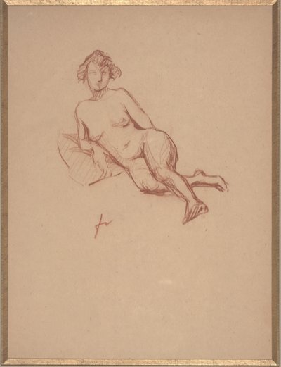 Liggende nøgen kvinde (rødt kridt på papir) af Felix Edouard Vallotton