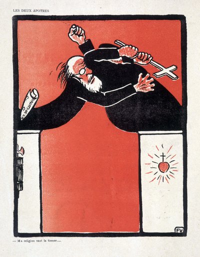 Adskillelse af kirke og stat: Republikaner og tilhænger af kirkekampene - af Vallotton, i "" The Witness"" af 09/11/1906. af Felix Edouard Vallotton