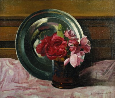 Stilleben med roser; Nature Morte aux Roses, 1920 af Felix Edouard Vallotton