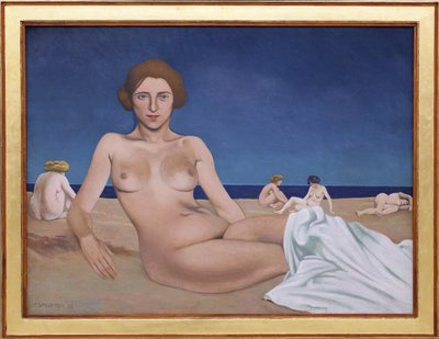 Solbadning på stranden. Maleri af Felix Edouard Vallotton (1865-1925) af Felix Edouard Vallotton