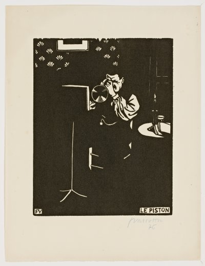 Kornetten, fra serien "Musikinstrumenter", 1896-97 af Felix Edouard Vallotton