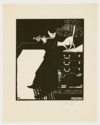 Fløjten, fra serien "Musikinstrumenter", 1896-97 af Felix Edouard Vallotton