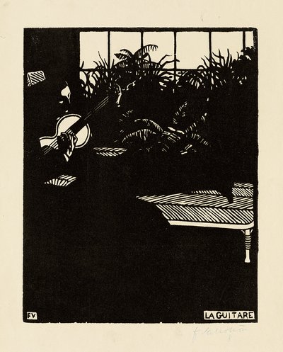 Guitaren, fra serien "Musikinstrumenter", V, 1897 af Felix Edouard Vallotton