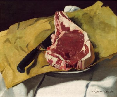 En entrecote på gult papir af Felix Edouard Vallotton