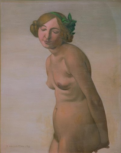 Kvinde nøgen med en grøn hårsløjfe af Felix Edouard Vallotton