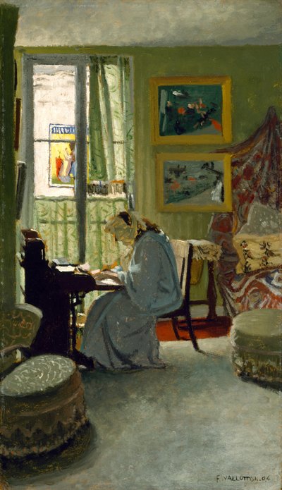 Kvinde, der skriver i et interiør, 1904 af Felix Edouard Vallotton