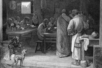 Refektorium i et buddhistisk kloster af Felix Elie Regamey