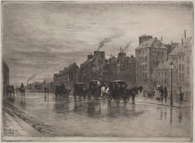 En vintermorgen på Quai de LHotel-Dieu, 1876. af Felix Hilaire Buhot