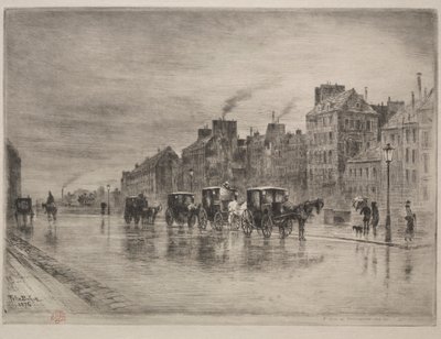 En vintermorgen på Quai de lHôtel-Dieu, 1876. af Felix Hilaire Buhot