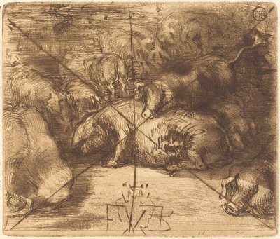 Cochons au Soleil (Svin i solen) af Felix Hilaire Buhot