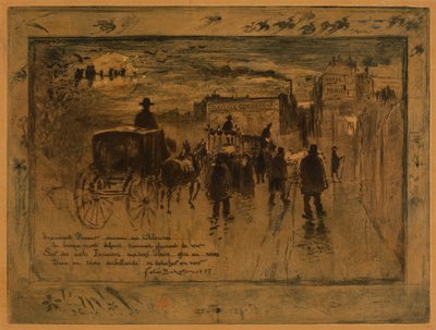 Begravelsesoptog på Boulevard de Clichy (Begravelsesoptog på Boulevard de Clichy) af Felix Hilaire Buhot
