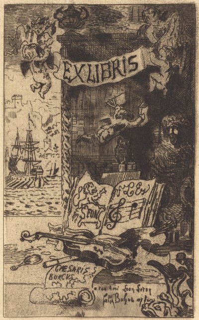 Ex-libris af Léon Lerey (Ex-libris af Leon Lerey) af Felix Hilaire Buhot