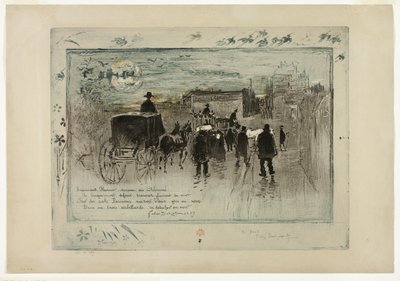 Begravelsesoptog på Boulevard Clichy af Felix Hilaire Buhot