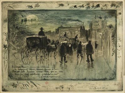 Begravelsesoptog på Boulevard de Clichy, 1887 af Felix Hilaire Buhot