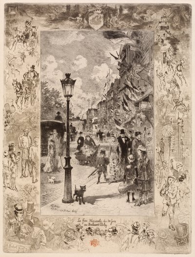National helligdag på Boulevard Clichy National helligdag på Boulevard de Clichy, 1878. af Felix Hilaire Buhot
