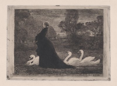 Svanernes Dame, 1879. af Felix Hilaire Buhot