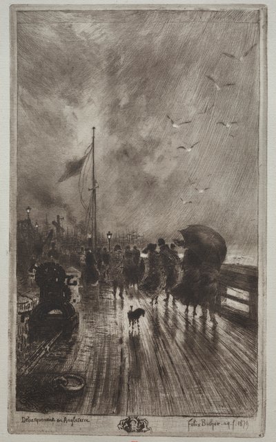 Landgang i England, 1879. af Felix Hilaire Buhot