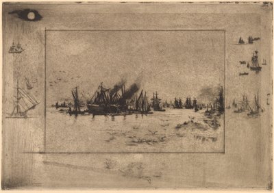 Port aux Mouettes Port med måger, 1886. af Felix Hilaire Buhot