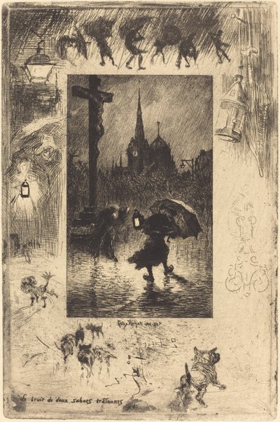Lyden af ​​to trækkende hove ... lyden af ​​to træsko blanding ..., 1878. af Felix Hilaire Buhot