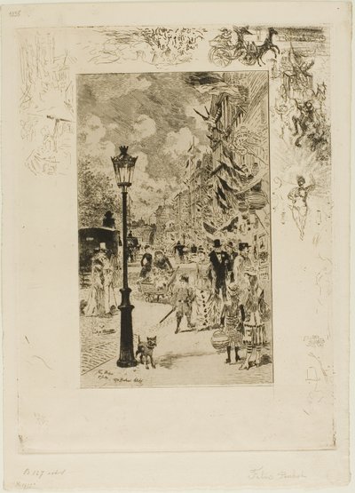 Nationalferie på Boulevard Clichy af Felix Hilaire Buhot