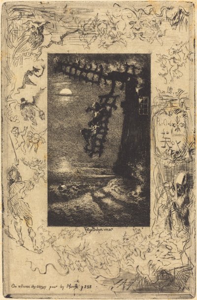 De tænder stearinlys for de døde, 1878. af Felix Hilaire Buhot