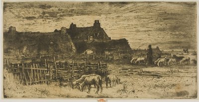 Fårefold ved solnedgang af Felix Hilaire Buhot