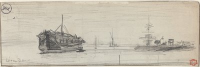 Forsendelse i Londons havn [recto], ca. 1884. af Felix Hilaire Buhot