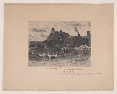 Små stråtækte hytter Les Petites Chaumières, 1878. af Felix Hilaire Buhot