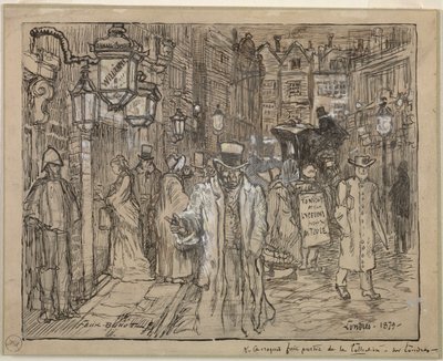 Gadescene i London, 1879. af Felix Hilaire Buhot