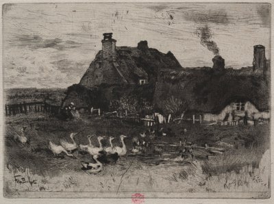 De små stråtækte hytter, 1878. af Felix Hilaire Buhot