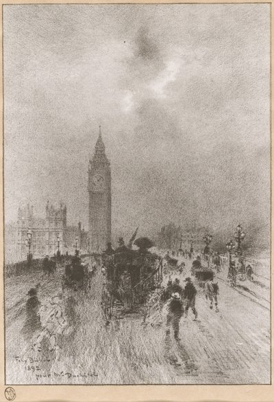 Victoria Clock Tower London, 1892. af Felix Hilaire Buhot