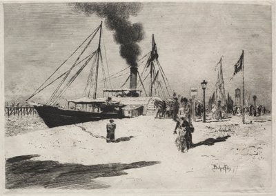 The Wharf at Trouville, 1877. af Felix Hilaire Buhot
