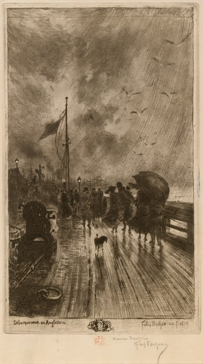 En landgang i England af Felix Hilaire Buhot