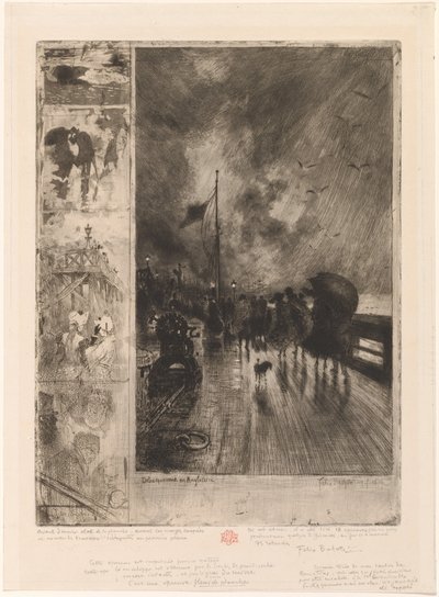 A Landing in England, Landing in England 1879. af Felix Hilaire Buhot