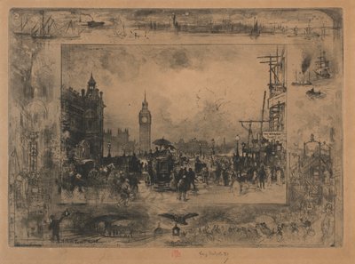 Westminster Bridge eller Westminster Tower af Felix Hilaire Buhot